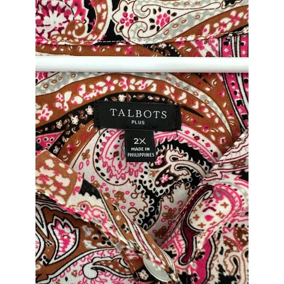 Talbots Pink Floral Paisley Top 2X Colorful Classy Mature - Picture 3 of 7
